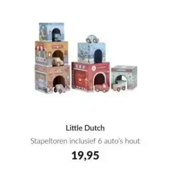 Babypark Little Dutch Stapeltoren inclusief 6 auto's hout aanbieding