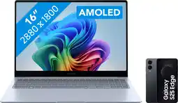 Coolblue Samsung Galaxy Book4 Edge Copilot+ PC NP960XMB-KB1NL + Samsung Galaxy S25 Edge 256GB Zwart 5G aanbieding
