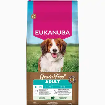 Zooplus Eukanuba Grain Free Adult Small & Medium Breed Lam - Dubbelpak: 2 x 12 kg aanbieding