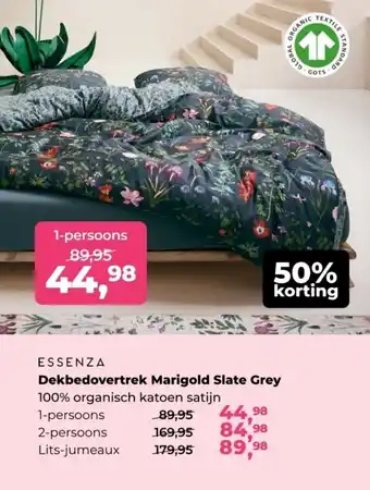 Linolux Essenza Dekbedovertrek Marigold Slate Grey aanbieding