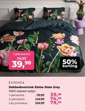 Linolux Essenza Dekbedovertrek Eloise Slate Grey aanbieding