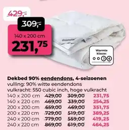 Linolux Dekbed 90% eendendons, 4-seizoenen aanbieding