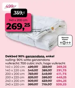 Linolux Dekbed 90% ganzendons, enkel aanbieding