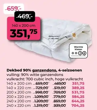 Linolux Dekbed 90% ganzendons, 4-seizoenen aanbieding