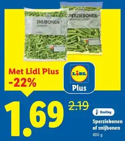 Lidl Sperziebonen of snijbonen aanbieding