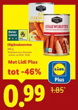 Lidl (Kip)knakworsten aanbieding