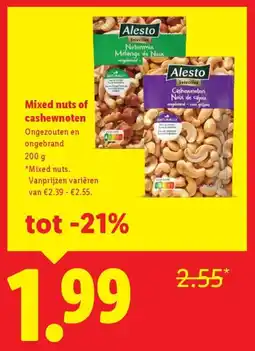 Lidl Mixed nuts of cashewnoten aanbieding