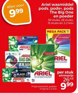 Trekpleister Ariel wasmiddel pods, pods+, pods The Big One en poeder aanbieding