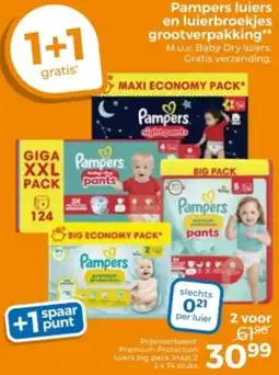 Trekpleister Pampers luiers en luierbroekjes grootverpakking aanbieding