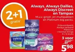 Trekpleister Always, Always Dailies, Always Discreet en Tampax aanbieding