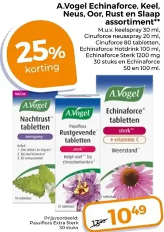 Trekpleister A.Vogel Echinaforce, Keel, Neus, Oor, Rust en Slaap assortiment aanbieding