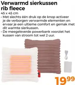 Trekpleister Verwarmd sierkussen rib fleece aanbieding