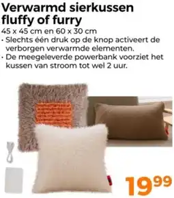 Trekpleister Verwarmd sierkussen fluffy of furry aanbieding