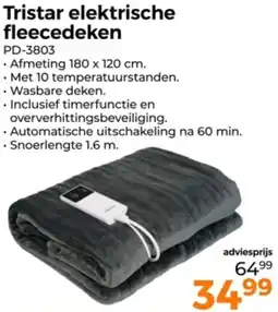 Trekpleister Tristar elektrische fleecedeken PD-3803 aanbieding