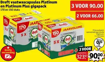 Kruidvat Dreft vaatwascapsules Platinum en Platinum Plus gigapack aanbieding