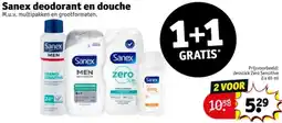 Kruidvat Sanex deodorant en douche aanbieding
