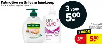 Kruidvat Palmolive en Unicura handzeep aanbieding