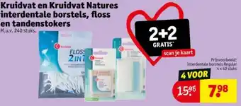 Kruidvat Kruidvat en Kruidvat Natures interdentale borstels, floss en tandenstokers aanbieding
