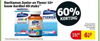 Kruidvat Davitamon junior en tiener 12+ kauw aardbei 60 stuks aanbieding