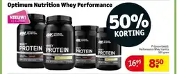 Kruidvat Optimum nutrition whey performance aanbieding
