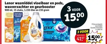 Kruidvat Lenor wasmiddel vloeibaar en pods wasverzachter en geurbooster aanbieding