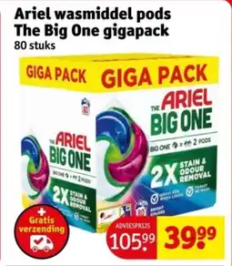 Kruidvat Ariel wasmiddel pods the big one gigapack aanbieding
