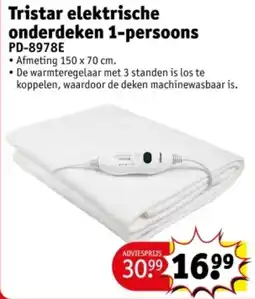 Kruidvat Tristar elektrische onderdeken 1-persoons aanbieding