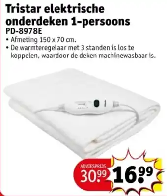 Kruidvat Tristar elektrische onderdeken 1-persoons aanbieding