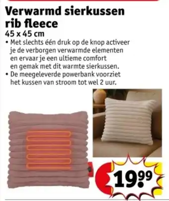 Kruidvat Verwarmd sierkussen rib fleece aanbieding