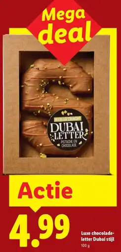 Lidl Luxe chocoladeletter Dubai stijl aanbieding