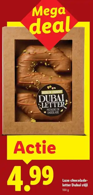 Lidl Luxe chocoladeletter Dubai stijl aanbieding