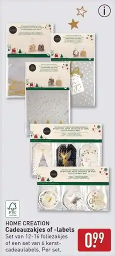 ALDI Home creation cadeauzakjes of labels aanbieding