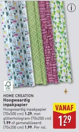 ALDI Home creation hoogwaardig inpakpapier aanbieding