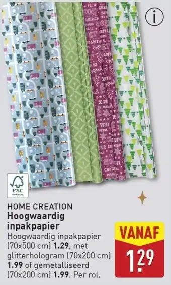 ALDI Home creation hoogwaardig inpakpapier aanbieding