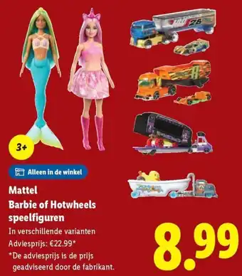 Lidl Mattel Barbie of Hotwheels speelfiguren aanbieding