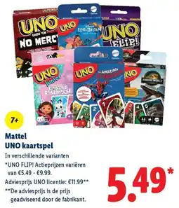 Lidl Mattel UNO kaartspel aanbieding
