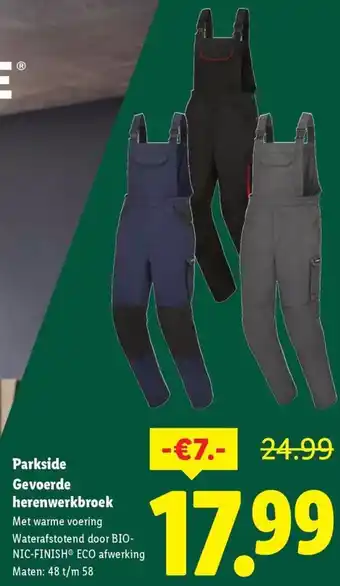 Lidl Parkside Gevoerde herenwerkbroek aanbieding