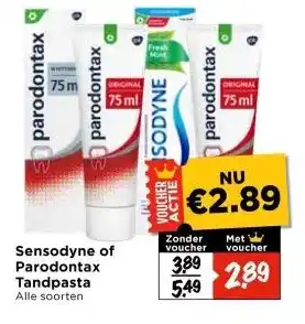 Vomar Voordeelmarkt Sensodyne of Parodontax Tandpasta aanbieding