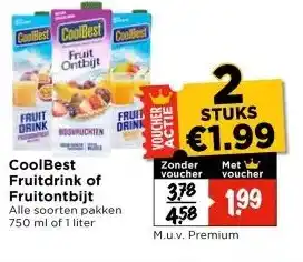 Vomar Voordeelmarkt CoolBest Fruitdrink of Fruitontbijt aanbieding