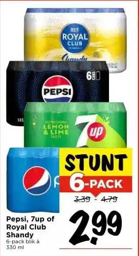 Vomar Voordeelmarkt Pepsi, 7up of Royal Club Shandy aanbieding