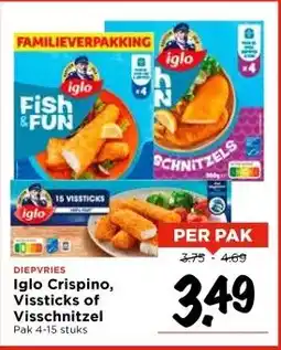 Vomar Voordeelmarkt Iglo Crispino, Vissticks of Visschnitzel aanbieding