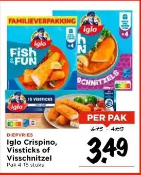 Vomar Voordeelmarkt Iglo Crispino, Vissticks of Visschnitzel aanbieding