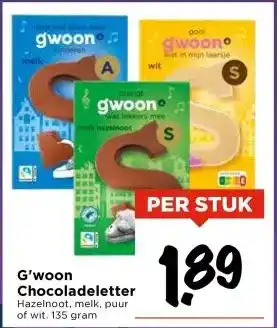 Vomar Voordeelmarkt G'woon Chocoladeletter aanbieding