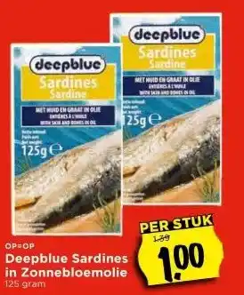 Vomar Voordeelmarkt Deepblue Sardines in Zonnebloemolie aanbieding