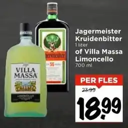 Vomar Voordeelmarkt Jagermeister Kruidenbitter of Villa Massa Limoncello aanbieding