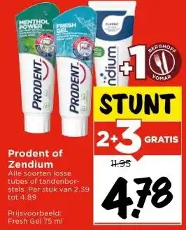 Vomar Voordeelmarkt Prodent of Zendium aanbieding