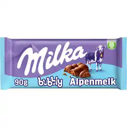 Albert Heijn Milka Chocoladereep bubbly alpenmelk aanbieding