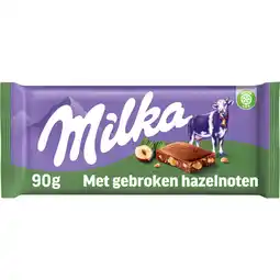 Albert Heijn Milka Chocoladereep gebroken hazelnoten aanbieding