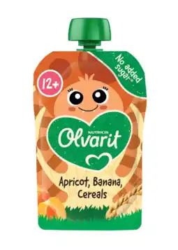 Albert Heijn Olvarit Knijpfruit abrikoos banaan granen 12m+ aanbieding