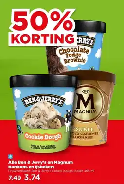 PLUS Alle Ben & Jerry's en Magnum Bonbons en ijsbekers aanbieding